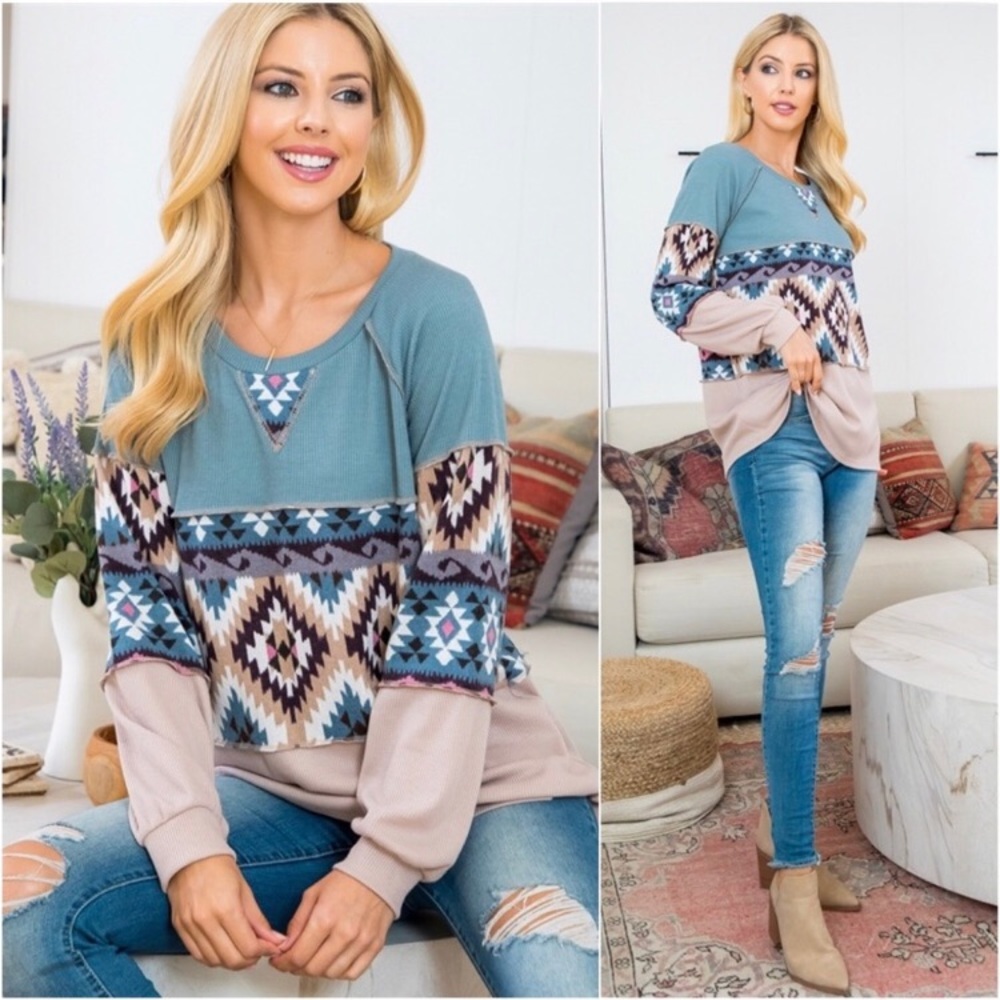 LAST ONE: Women’s aztec beauty soft comfy leisure casual long sleeve top